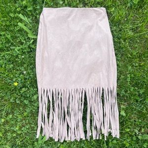 Pale pink fringe skirt